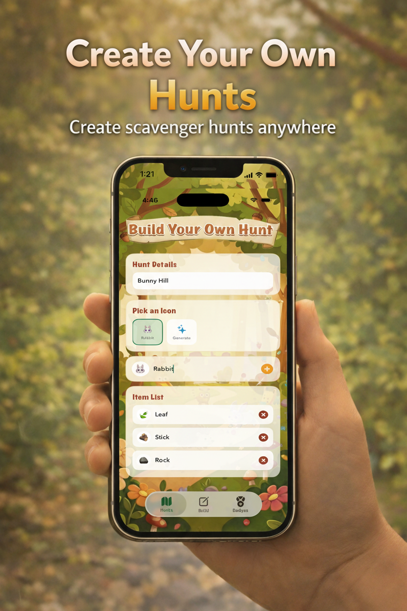 WildFind custom hunt builder screen